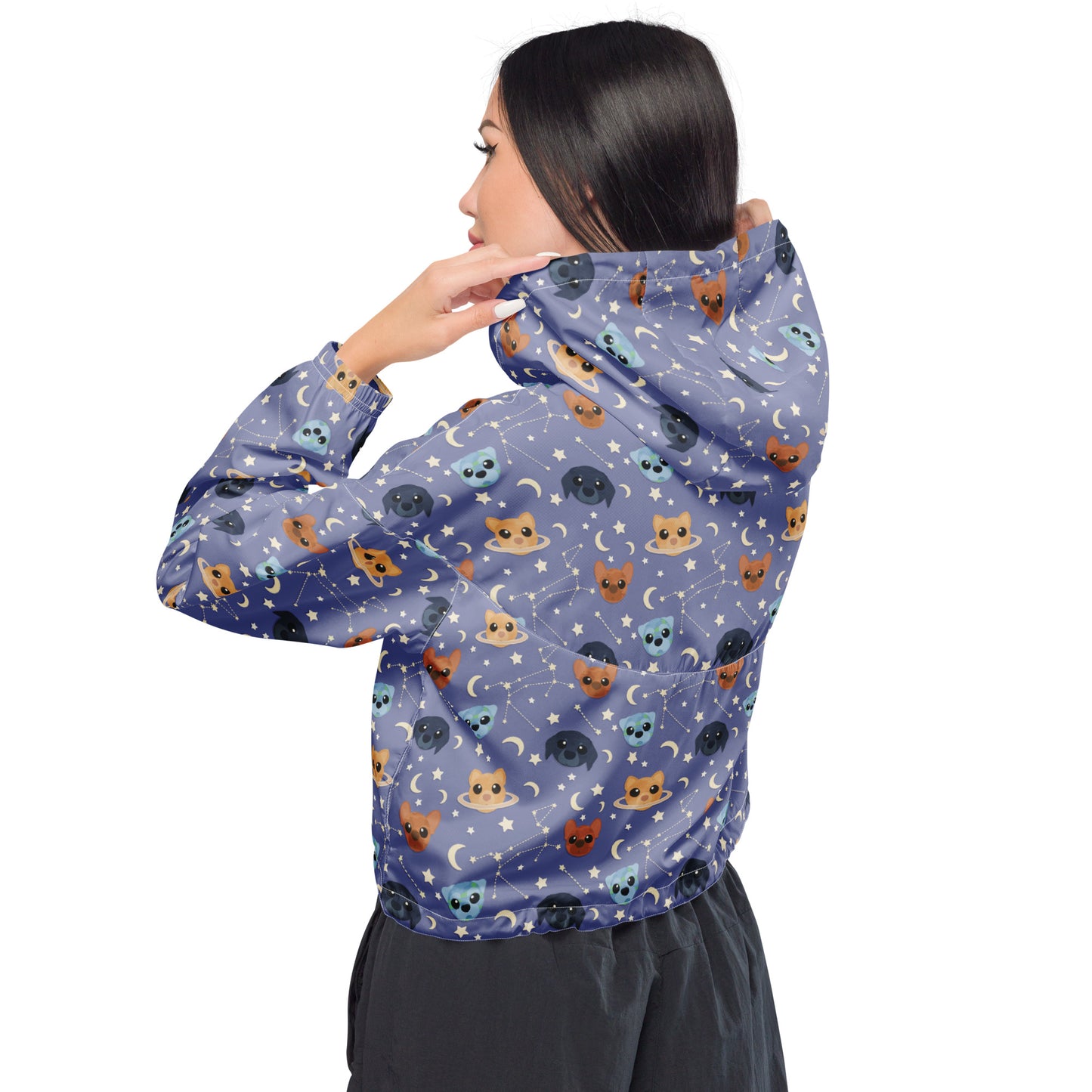 Astro-Mutts Dog Mom Cropped Windbreaker Raincoat - Boogs & Boop