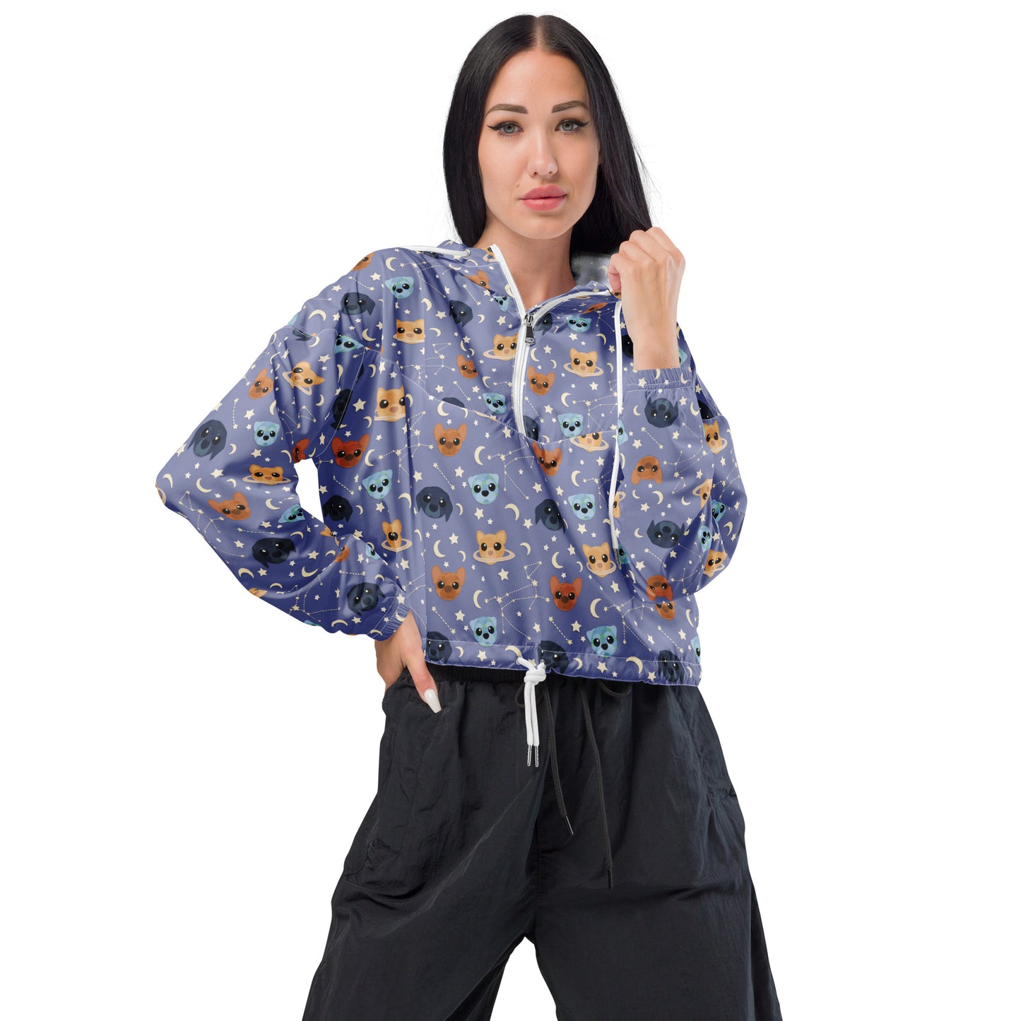 Astro-Mutts Dog Mom Cropped Windbreaker Raincoat - Boogs & Boop