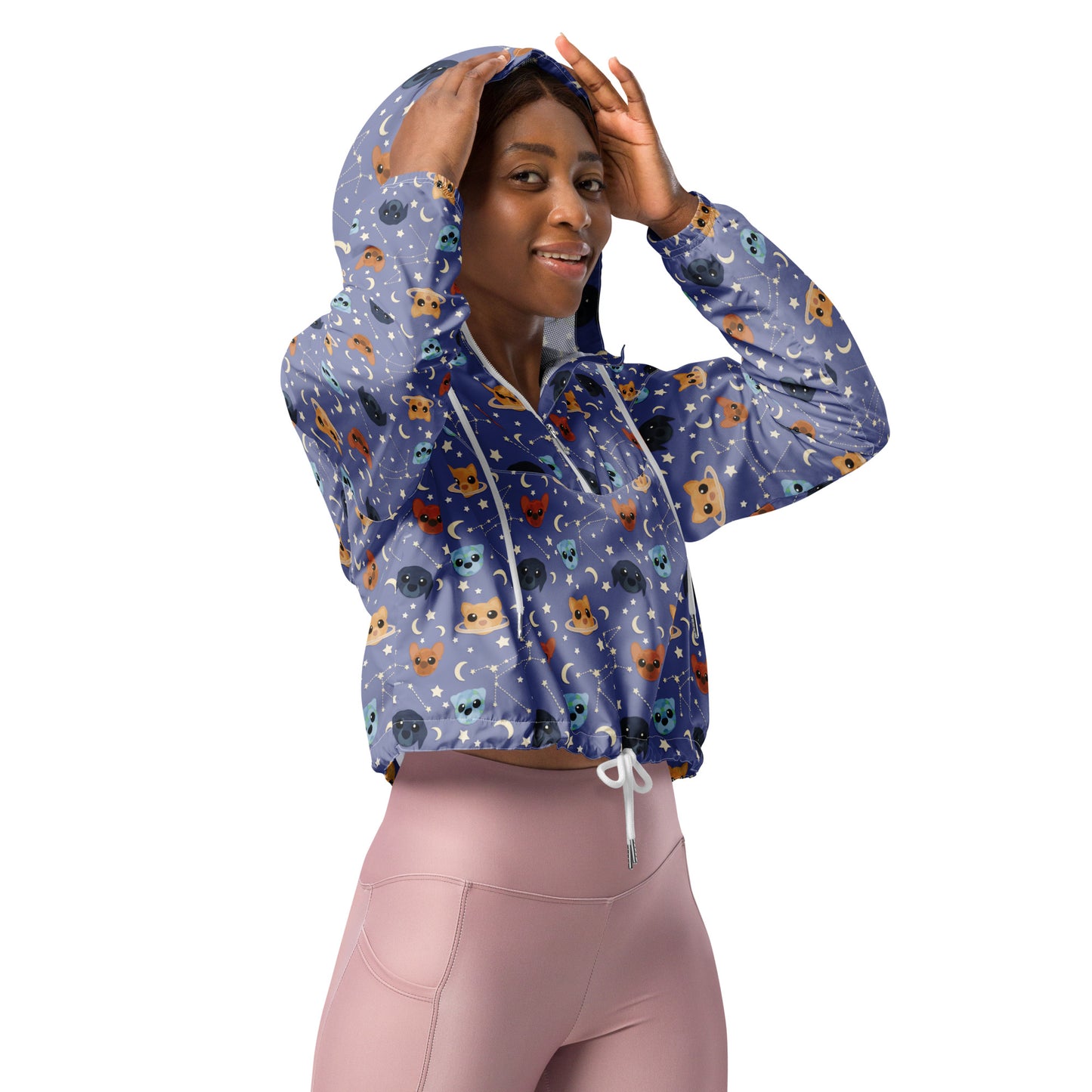 Astro-Mutts Dog Mom Cropped Windbreaker Raincoat - Boogs & Boop