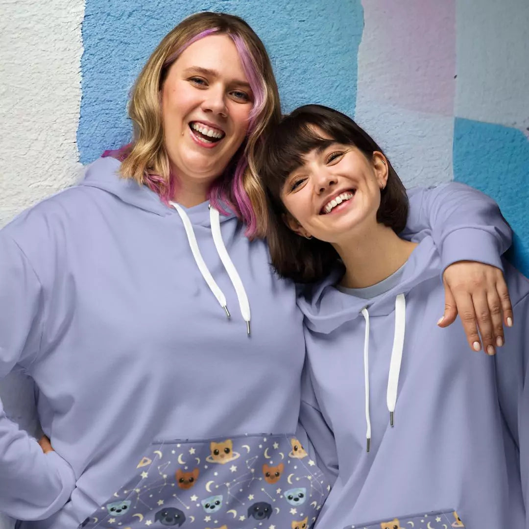 Shop lavender Astro-Mutts Unisex Pullover Hoodie Sweatshirt for dog moms by Boogs & Boop.