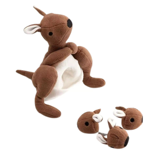 Enhance your dog's playtime with 4-in-1 Kangaroo Burrow Puzzle Dog Toy by Boogs & Boop.