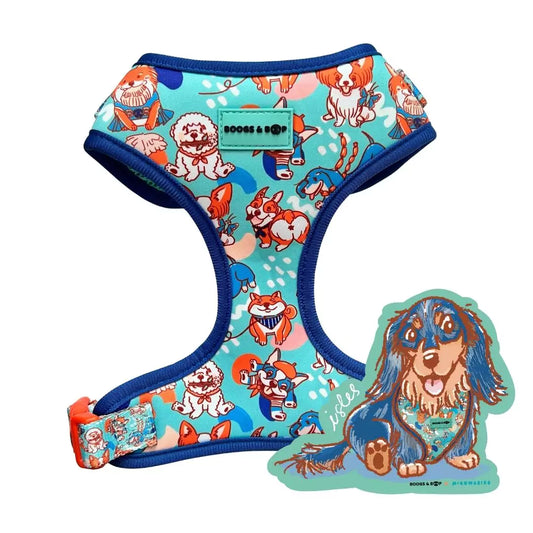 Shop Adjustable Beloved Breeds Dog Harness + Custom Pet Portrait Bundle by Boogs & Boop x Mizuwariko.