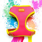 Shop Adjustable Summer Color Block Dog Harness - Tropical Punch Neon Pink, Yellow, and Orange by Boogs & Boop.