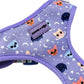 Close Up of Adjustable Astro-Mutts Dog Harness with Constellation Planet-Themed Purple Print - Boogs & Boop