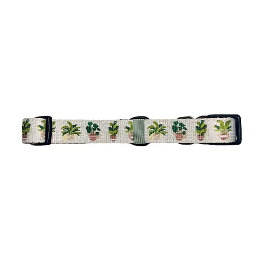 Shop Adjustable Boho Botanical Platn-Print Dog Collar by Boogs & Boop.
