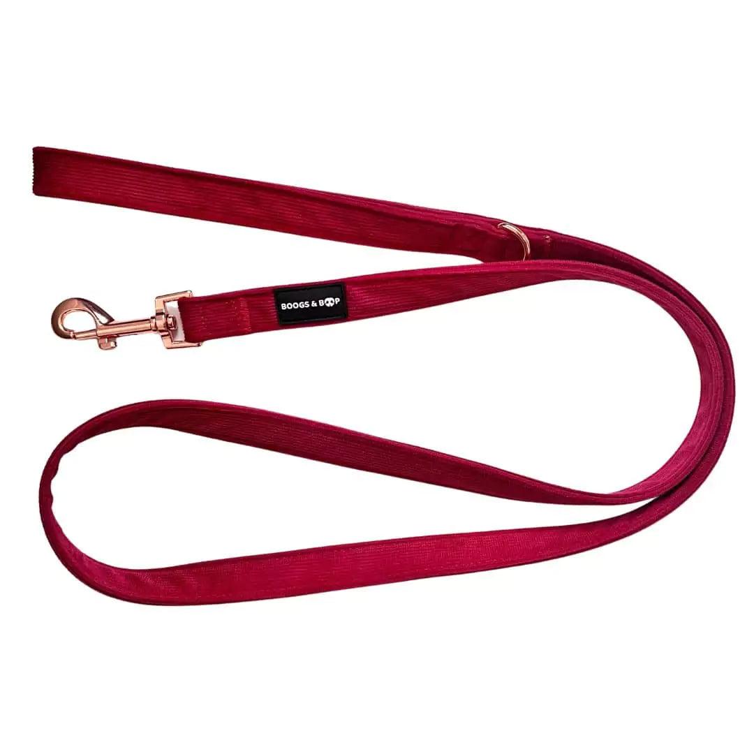 Shop Corduroy Fabric Dog Leash - Berry Red by Boogs & Boop.