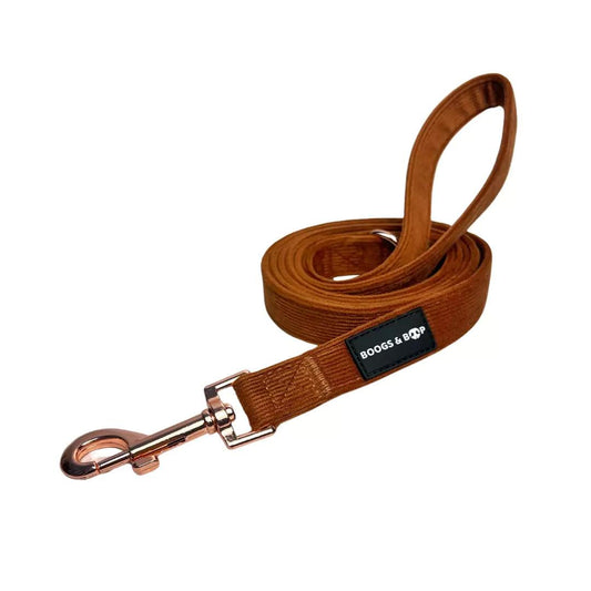 Shop Corduroy Dog Lead - Rust Orange by Boogs & Boop.