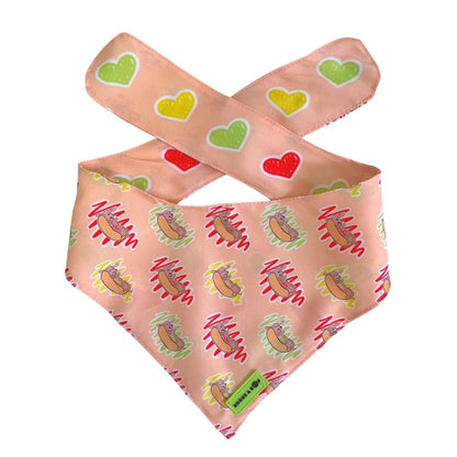 Hot Dog Lover Tie-on Dog Bandana by Boogs & Boop.