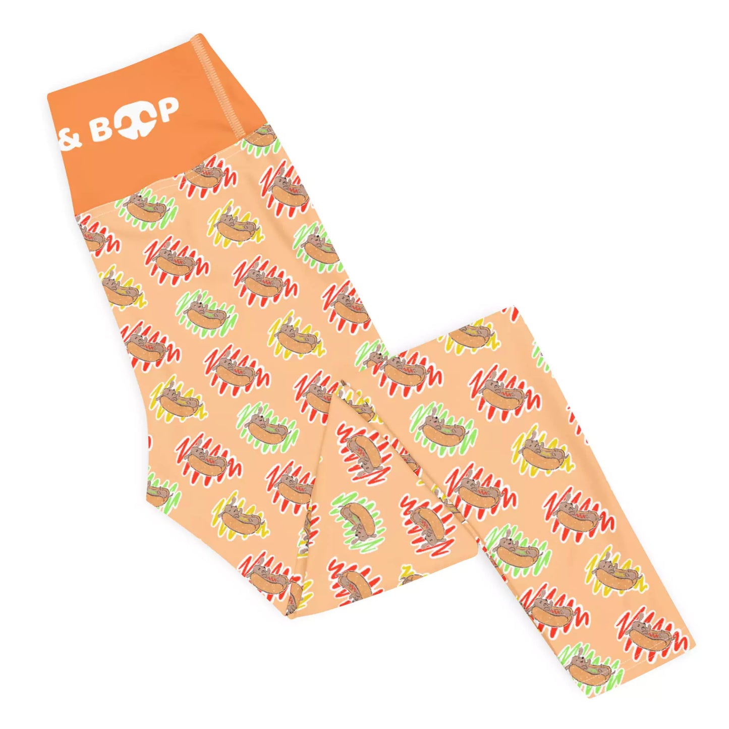 Shop Hot Dog Lover Workout Leggings for Dachshund Moms by Boogs & Boop.