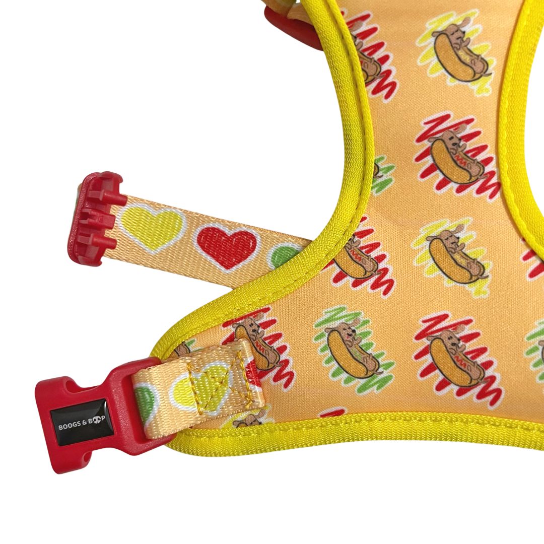 Shop Adjustable Hot Dog Lover Print Dog Harness for Doxies by Boogs & Boop.