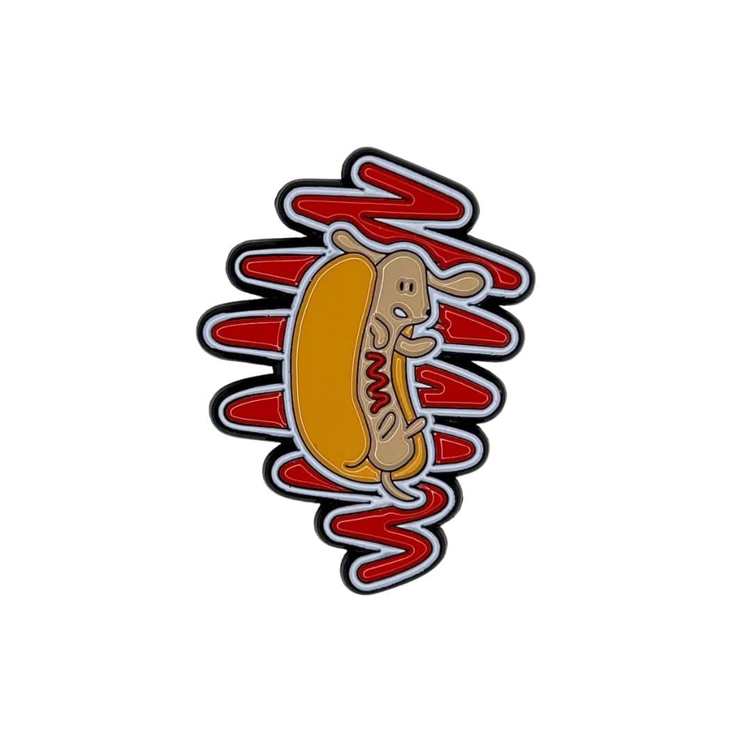 Shop Enamel Hot Dog Lover Pin - Ketchup by Boogs & Boop.