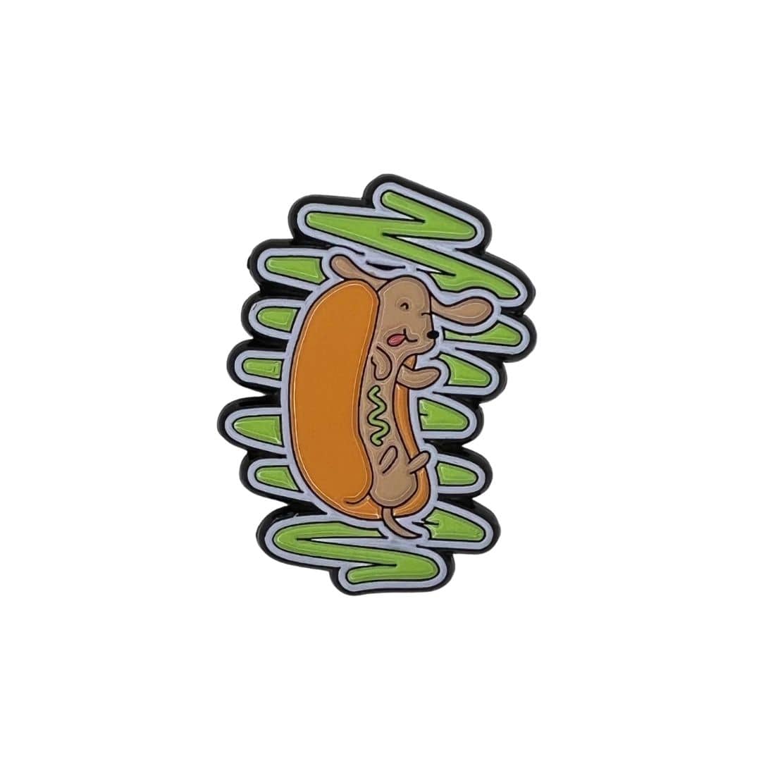 Shop Enamel Hot Dog Lover Pin - Relish by Boogs & Boop.