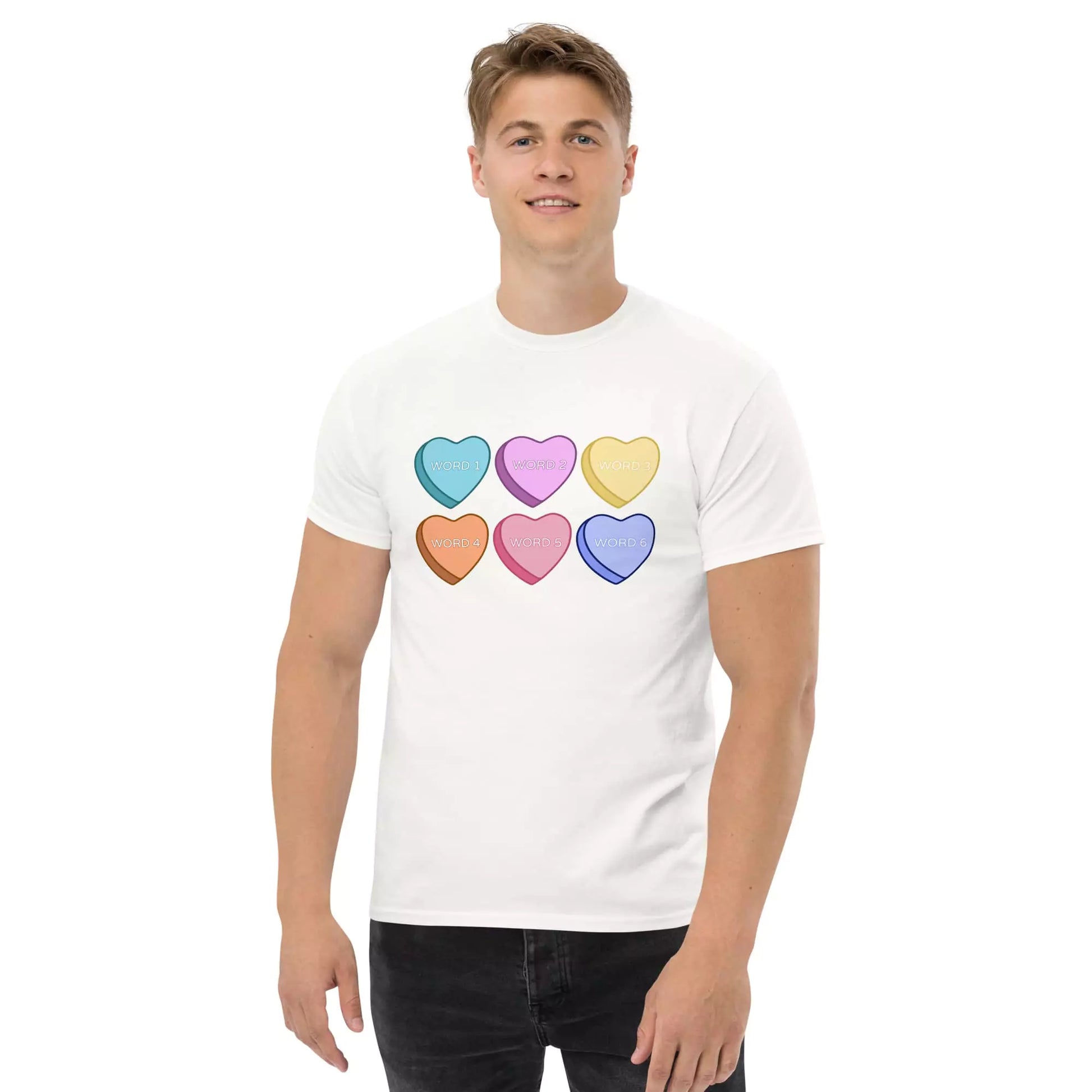 Customize Valentine's Conversation Candy Hearts T-Shirt by Boogs & Boop.