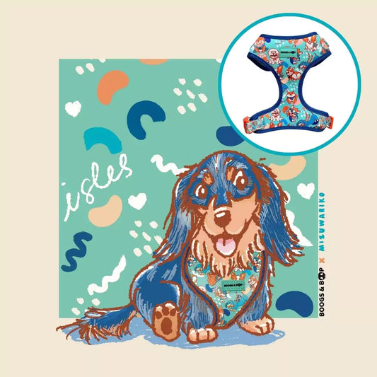Shop Beloved Breeds Custom Pet Portrait + Adjustable Dog Harness Bundle by Boogs & Boop x Mizuwariko.