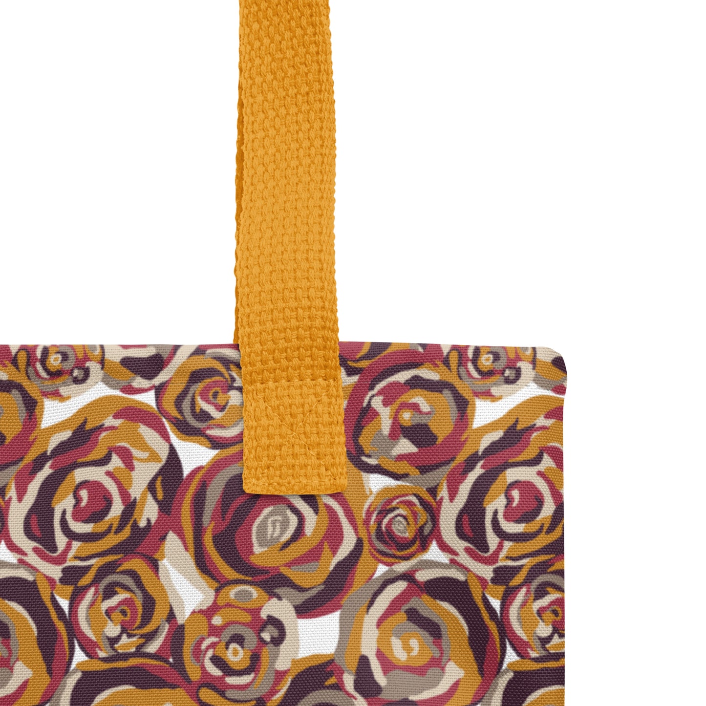 Shop Roses Are Red Tote Bag with yellow straps by Boogs & Boop.