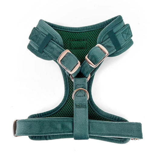 Shop Ridged, Durable, and Cozy Adjustable Corduroy Dog Harness Moss by Boogs & Boop