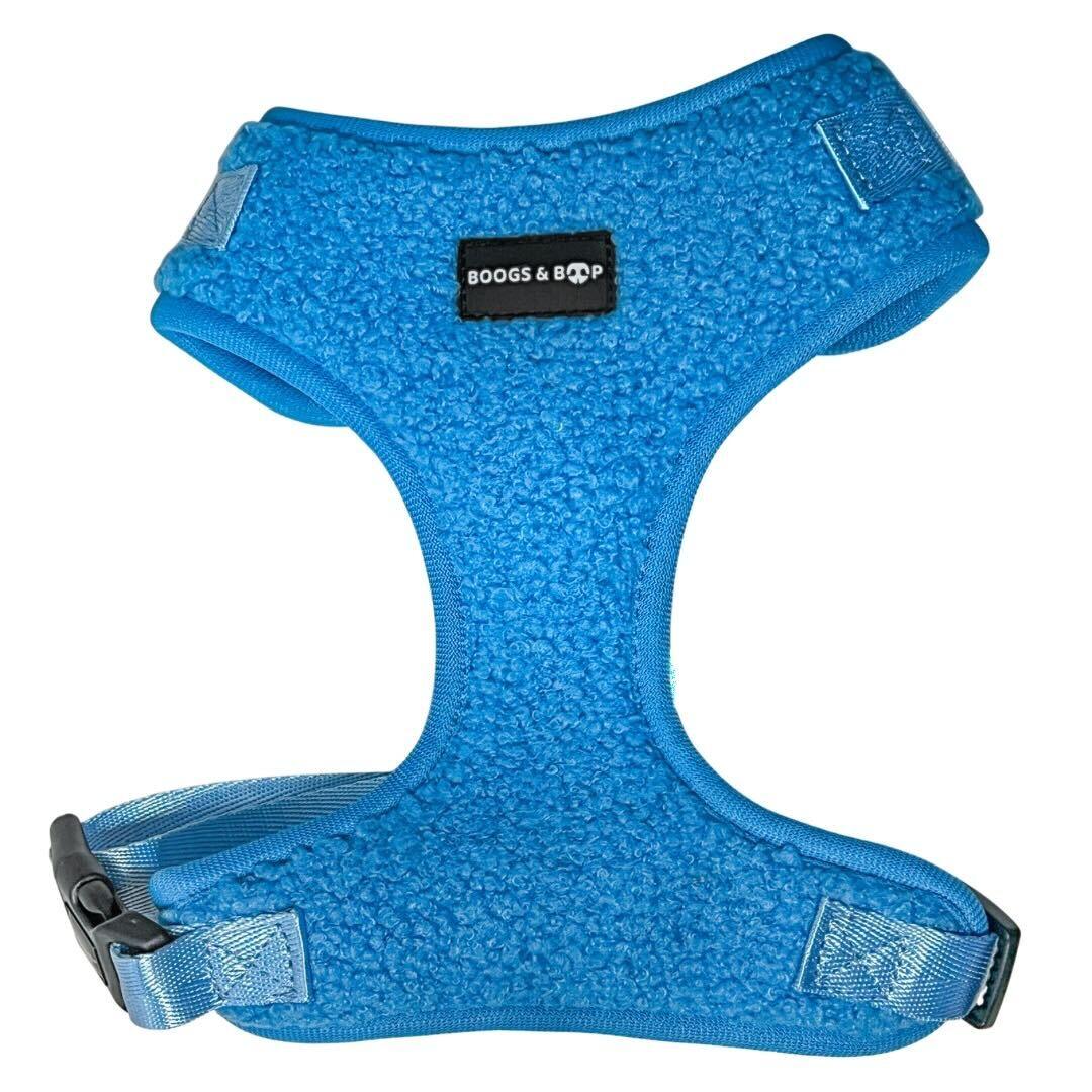 Shop Thick, Cozy, and Adjustable Teddy Fabric Dog Harness Electric Blue by Boogs & Boop
