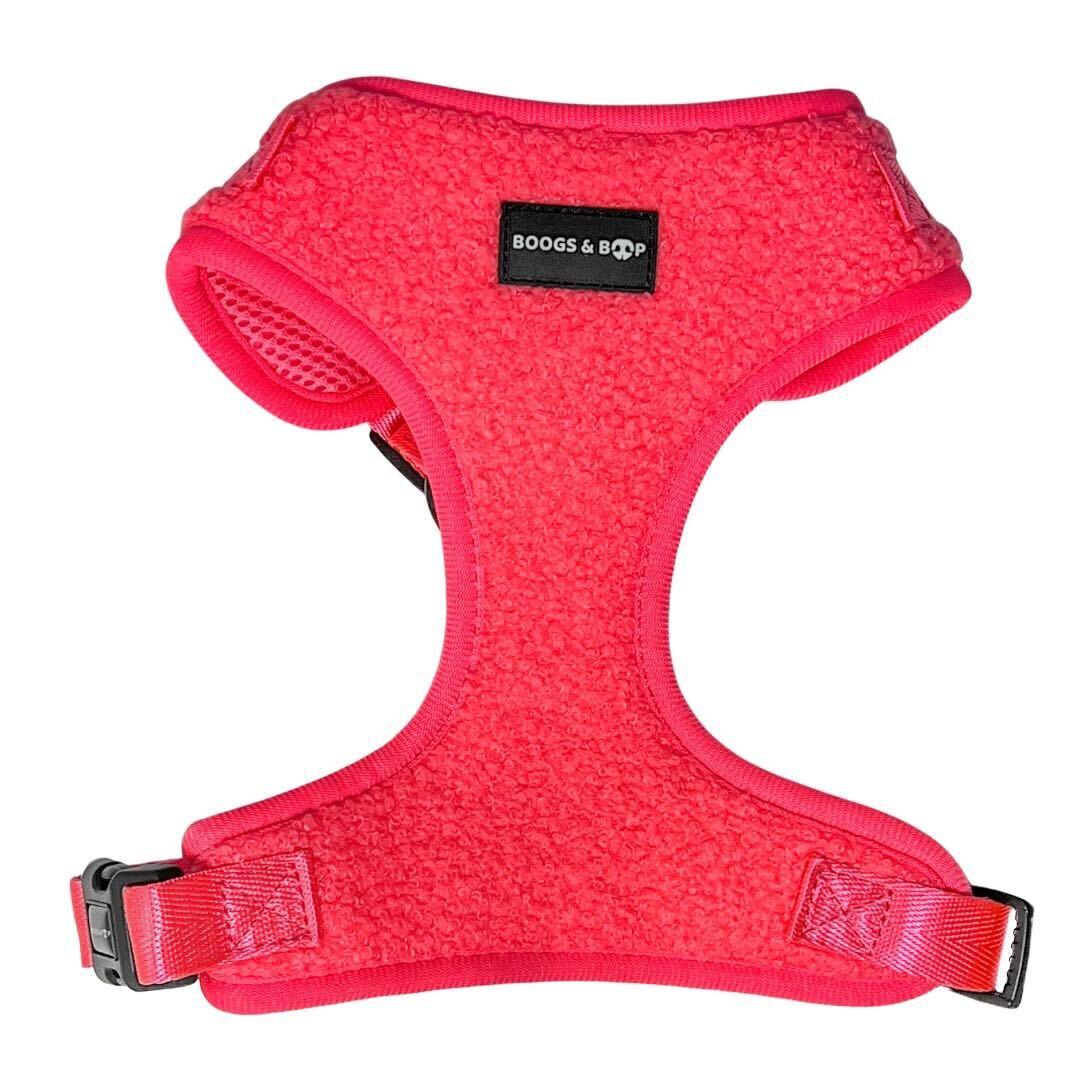 Shop Thick, Cozy, and Adjustable Teddy Fabric Dog Harness Fluorescent Pink by Boogs & Boop