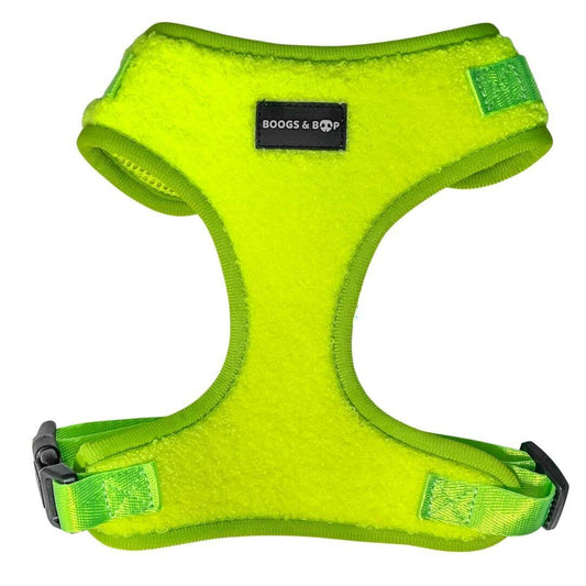 Shop Thick, Cozy, and Adjustable Teddy Fabric Dog Harness Highlighter Yellow by Boogs & Boop