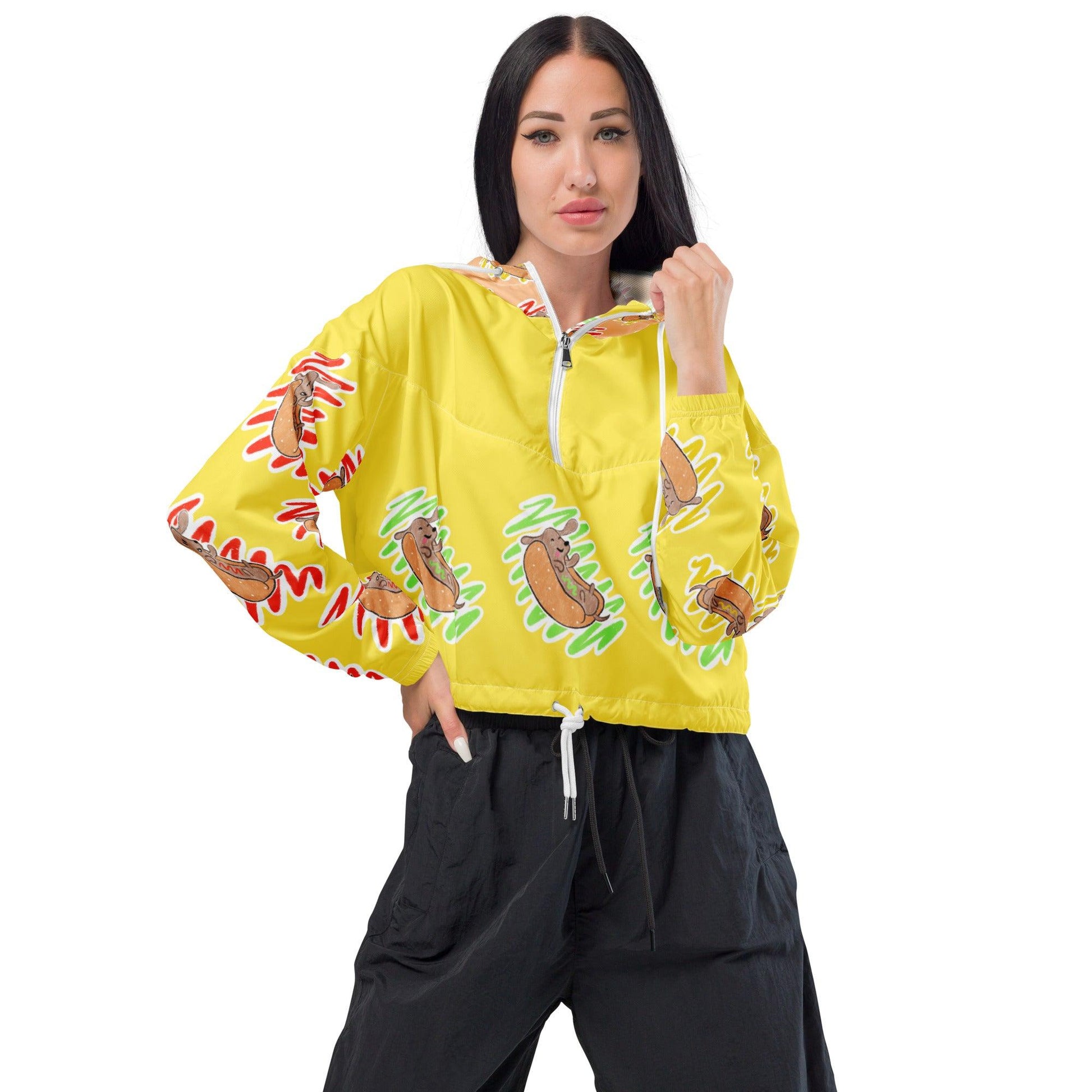 Shop Yellow Doxie Print Cropped Jacket by Boogs & Boop