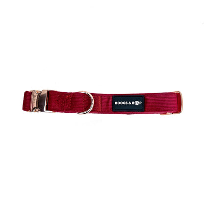 Shop Thick, Durable, and Adjustable Corduroy Dog Collar Berry by Boogs & Boop