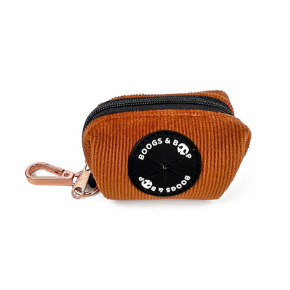 Shop Stylish and Handy Corduroy Dog Waste Bag Dispenser Rust by Boogs & Boop