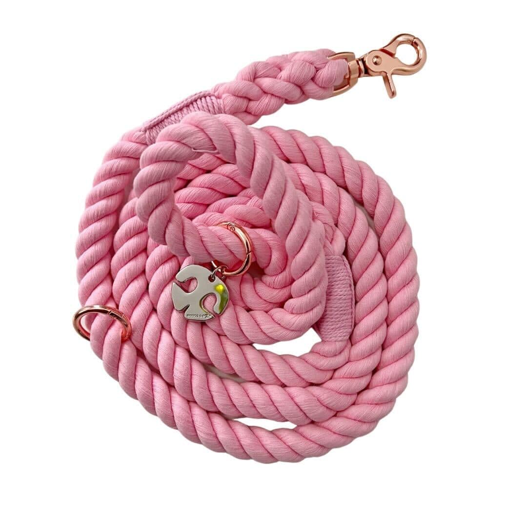 Pink Gum Rope Dog Leashes - Rope | Boogs & Boop