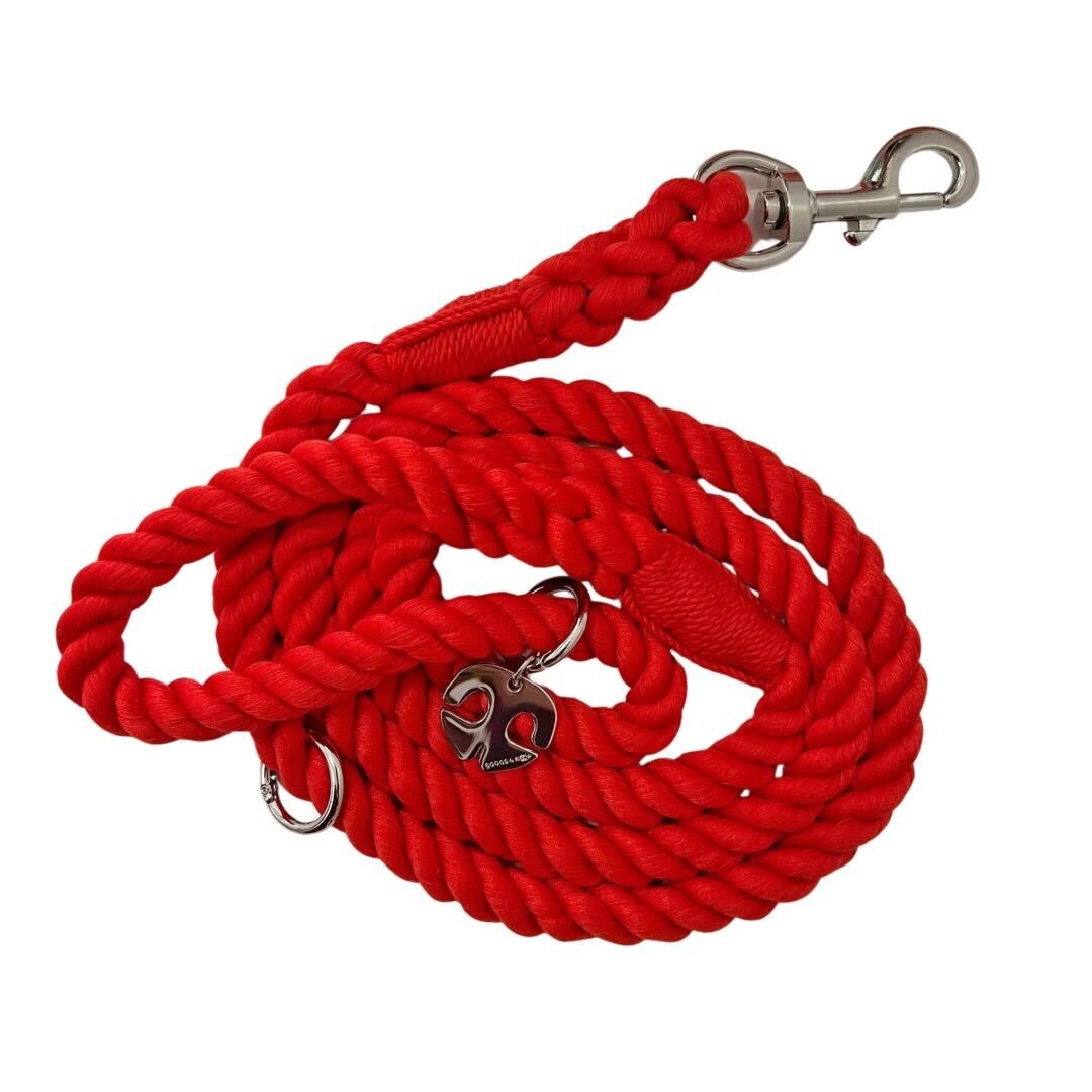 Rope Dog Leash - Scarlet Red | Boogs & Boop