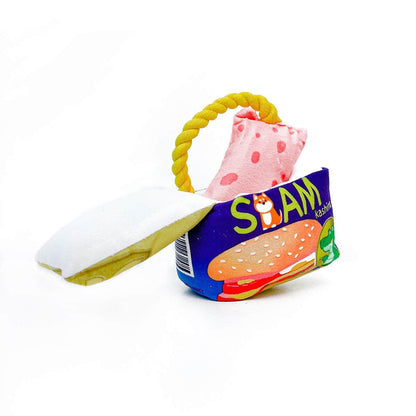 Shop Spam Can Squeaky Dog Toy with Rope by Boogs & Boop